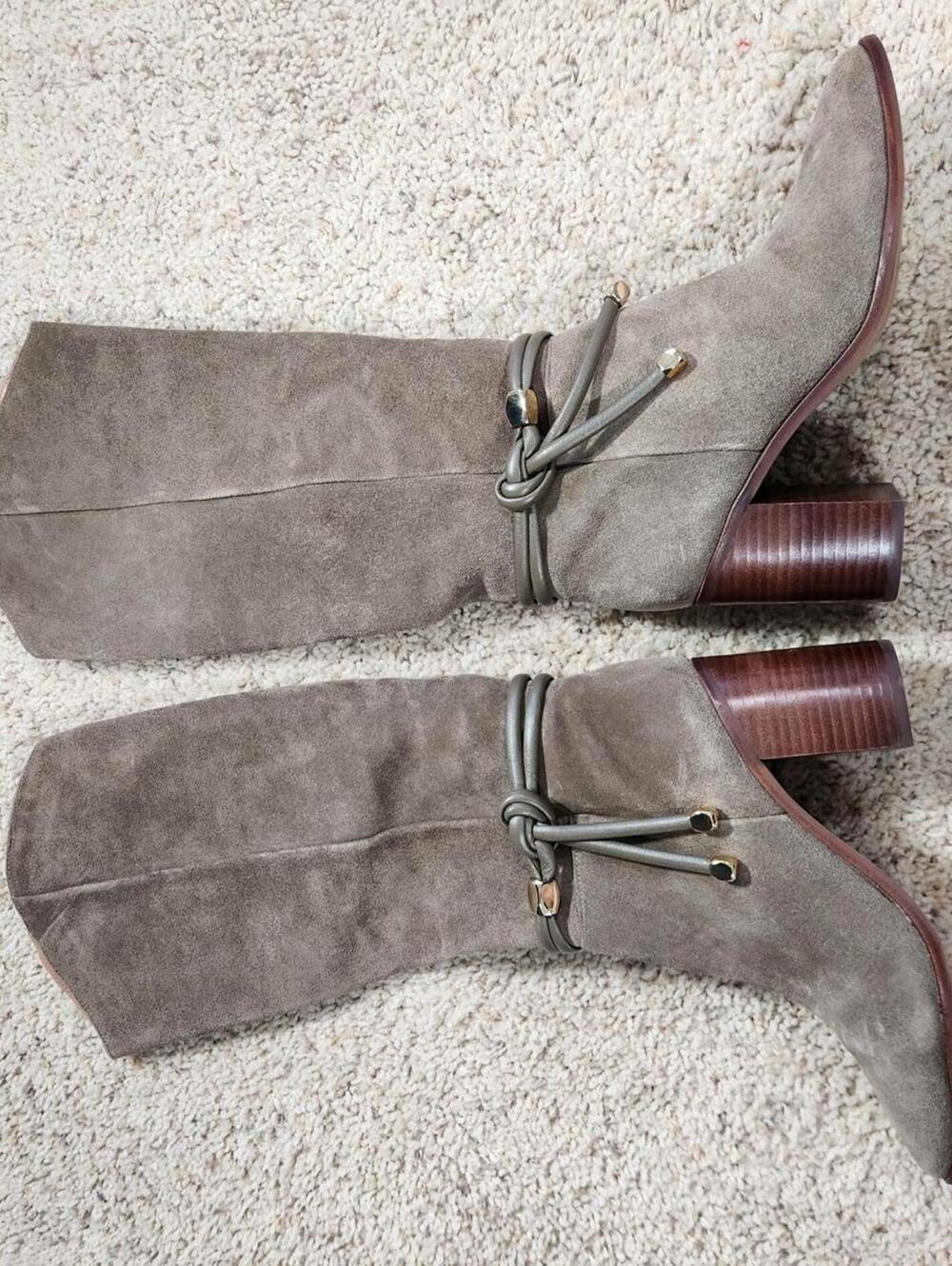NWD Dolce Vita Brown Suede Tall Knot Heel Boots Size 7.5